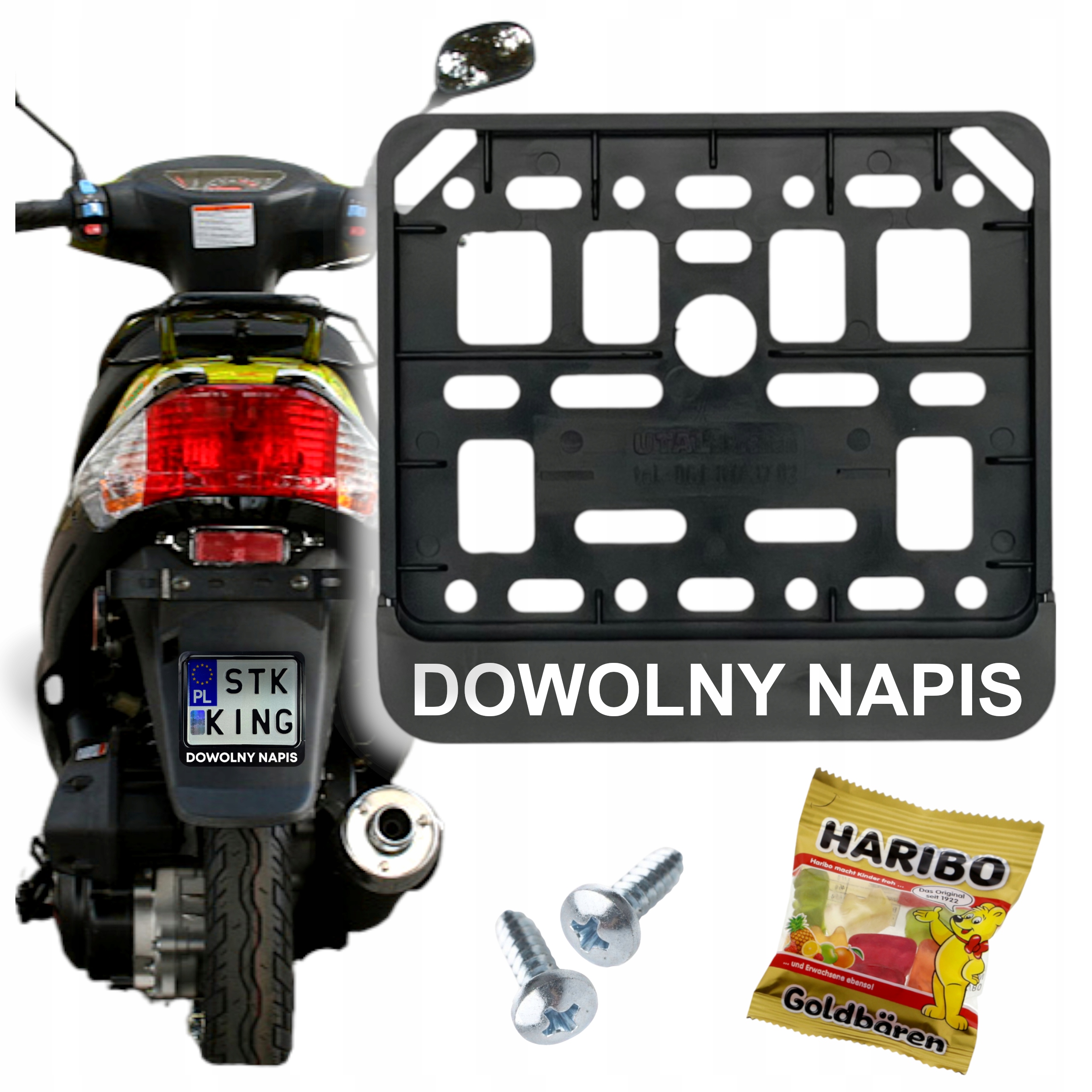 Ramka Z Napisem pod tablicę rejestracyjną do Motorower Skuter Napis Tekst