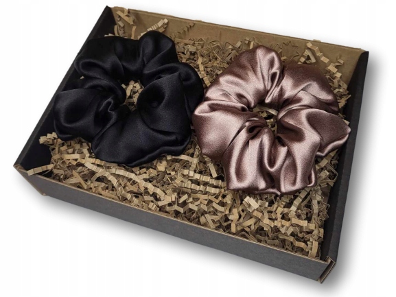 Dárková Sada Hedvábné Gumičky Na Vlasy Scrunchie Morušové Hedvábí 2-BALENÍ