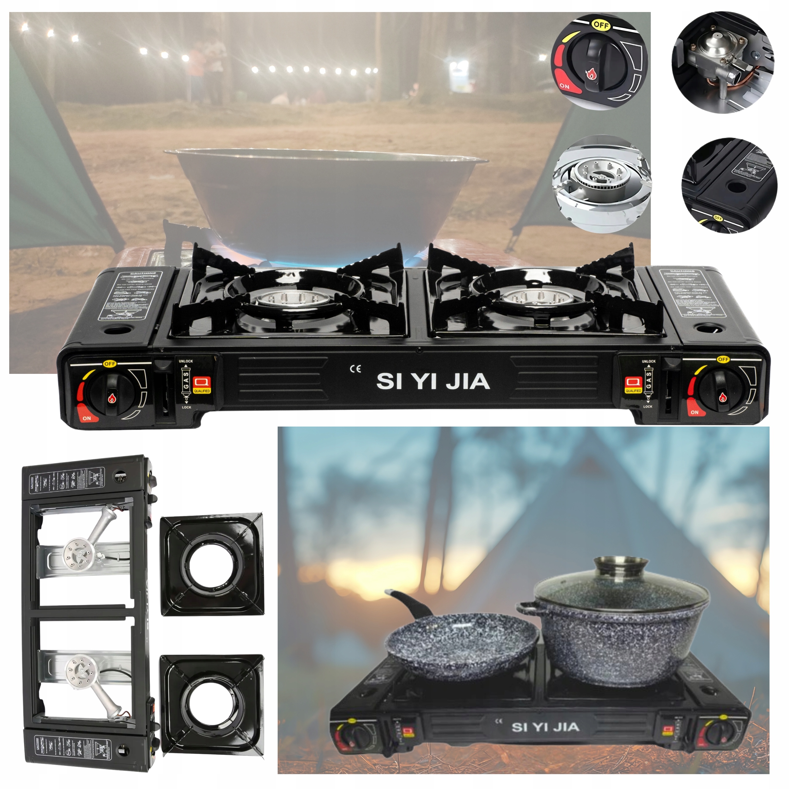 Turistický Přenosný Dvouplotýnkový Plynový Vařič Na Kartuše, Plynová Láhev