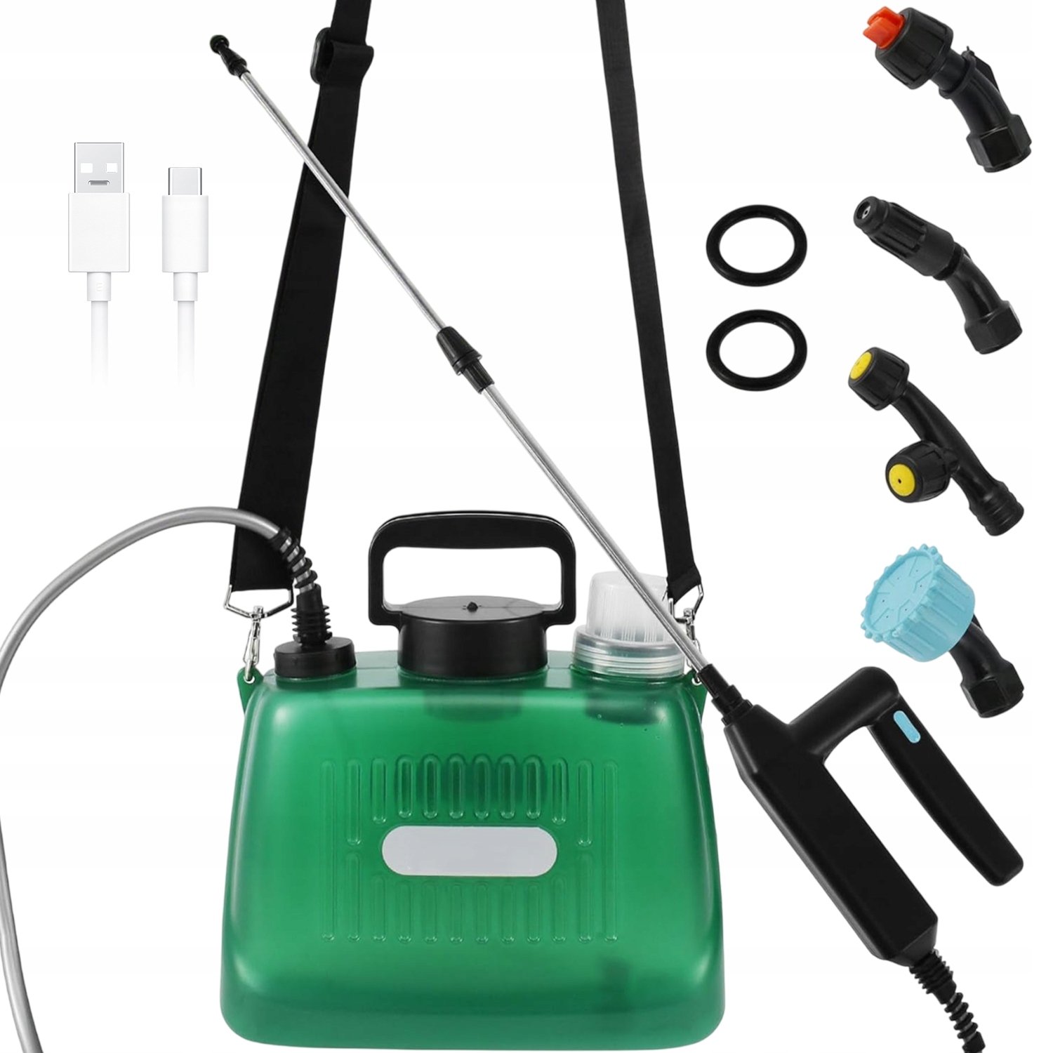 8L Elektrický zahradní postřikovač s nastavitelnou teleskopickou tyčí 4 trysky