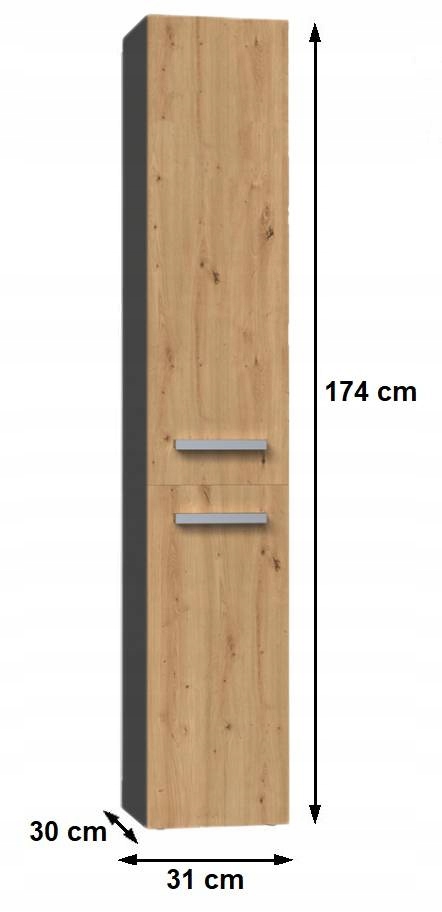 SZAFKA ŁAZIENKOWA SŁUPEK REGAŁ ŁAZIENKOWY Z KOSZEM 30CM Materiał płyta laminowana