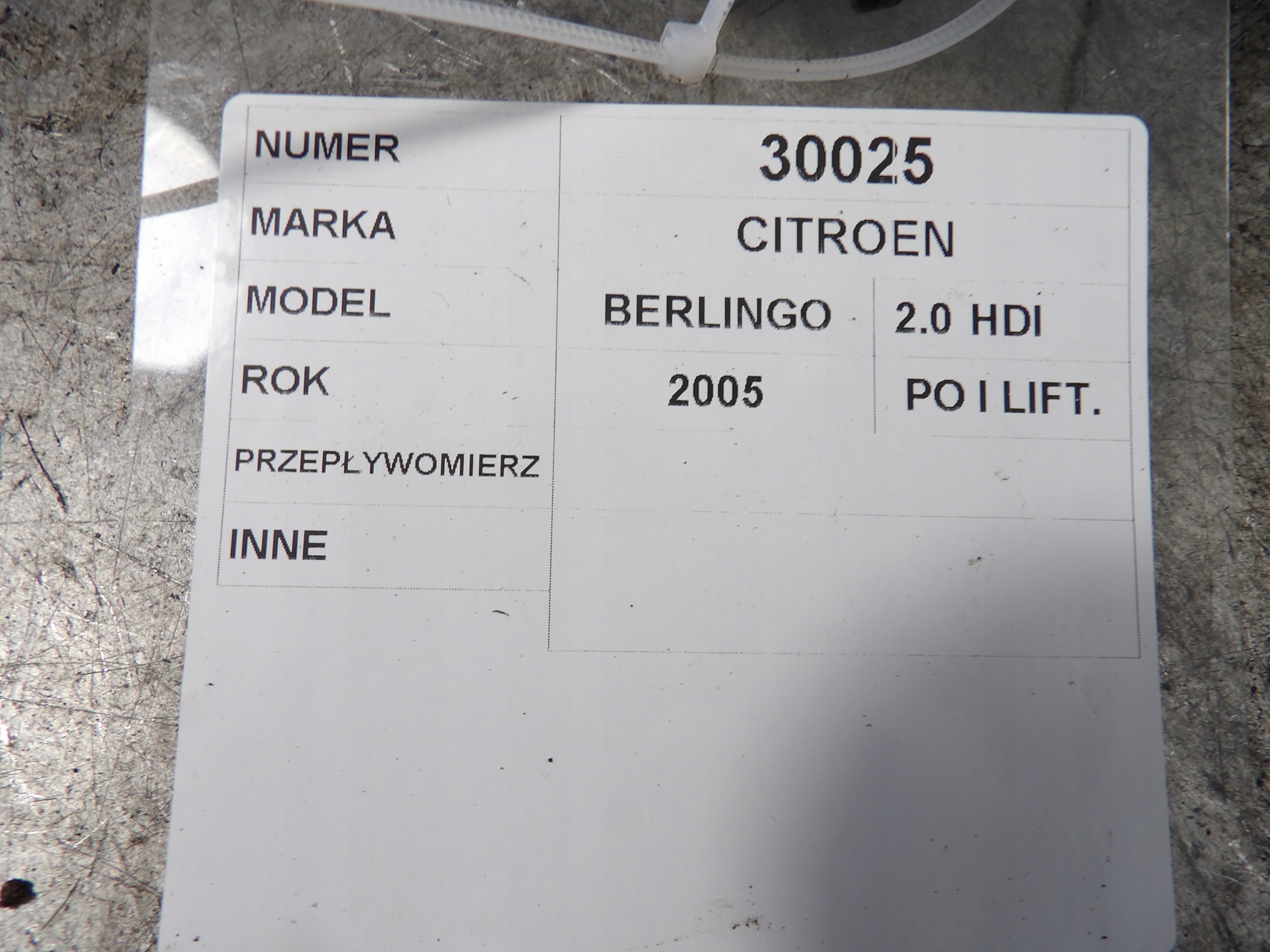 Citroen Berlingo e Debimetro 9629471080