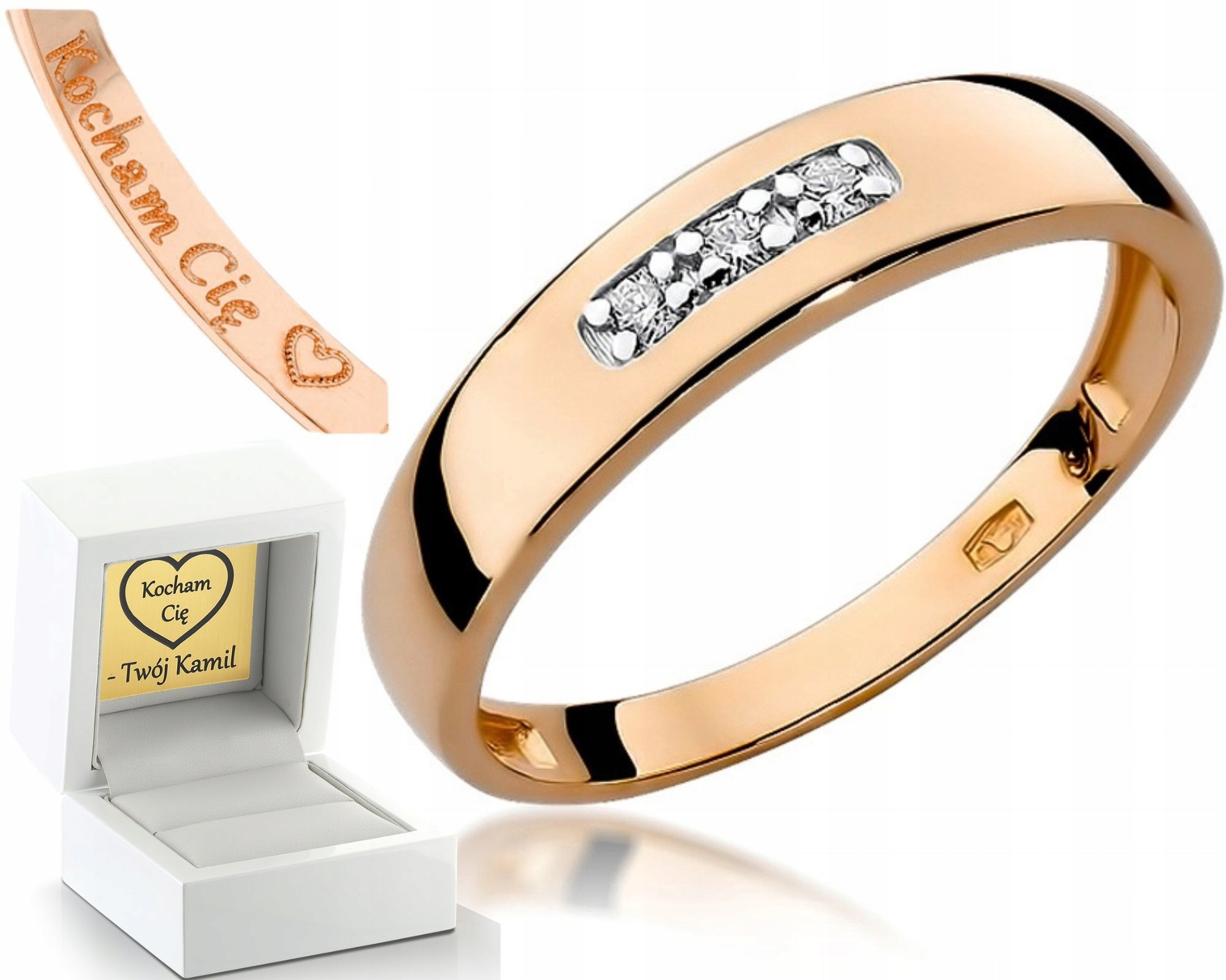 Prstýnek S Brilianty Z Růžového Zlata Gravírování