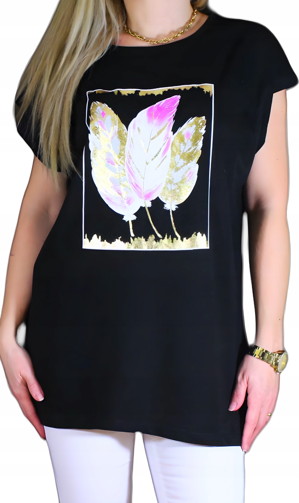 BLUZKA KOSZULKA T-SHIRT NADRUK DUŻO WZORÓW LIŚCIE 3XL 46 Marka inna