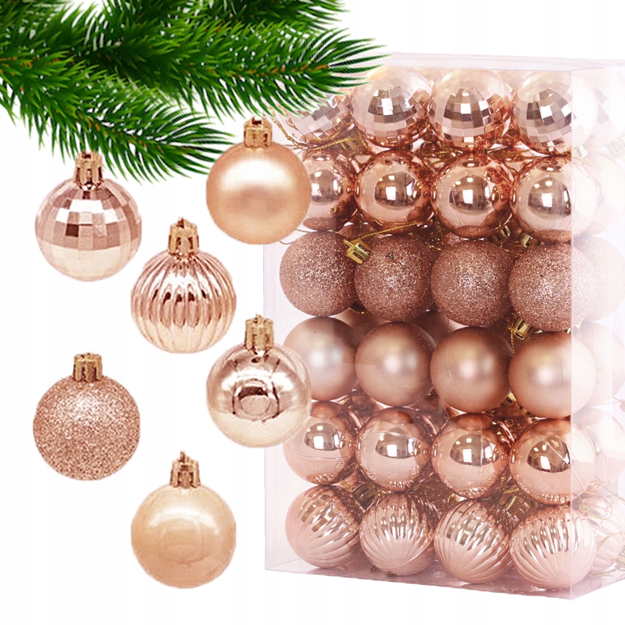 

Bombki Choinkowe Zestaw 48szt Rose Gold Święta