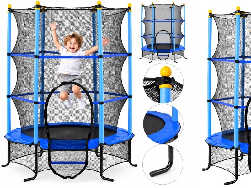 Trampolina Dla Dzieci Ogrodowa Z Siatką Zabezpieczającą 163CM Wewnętrzna