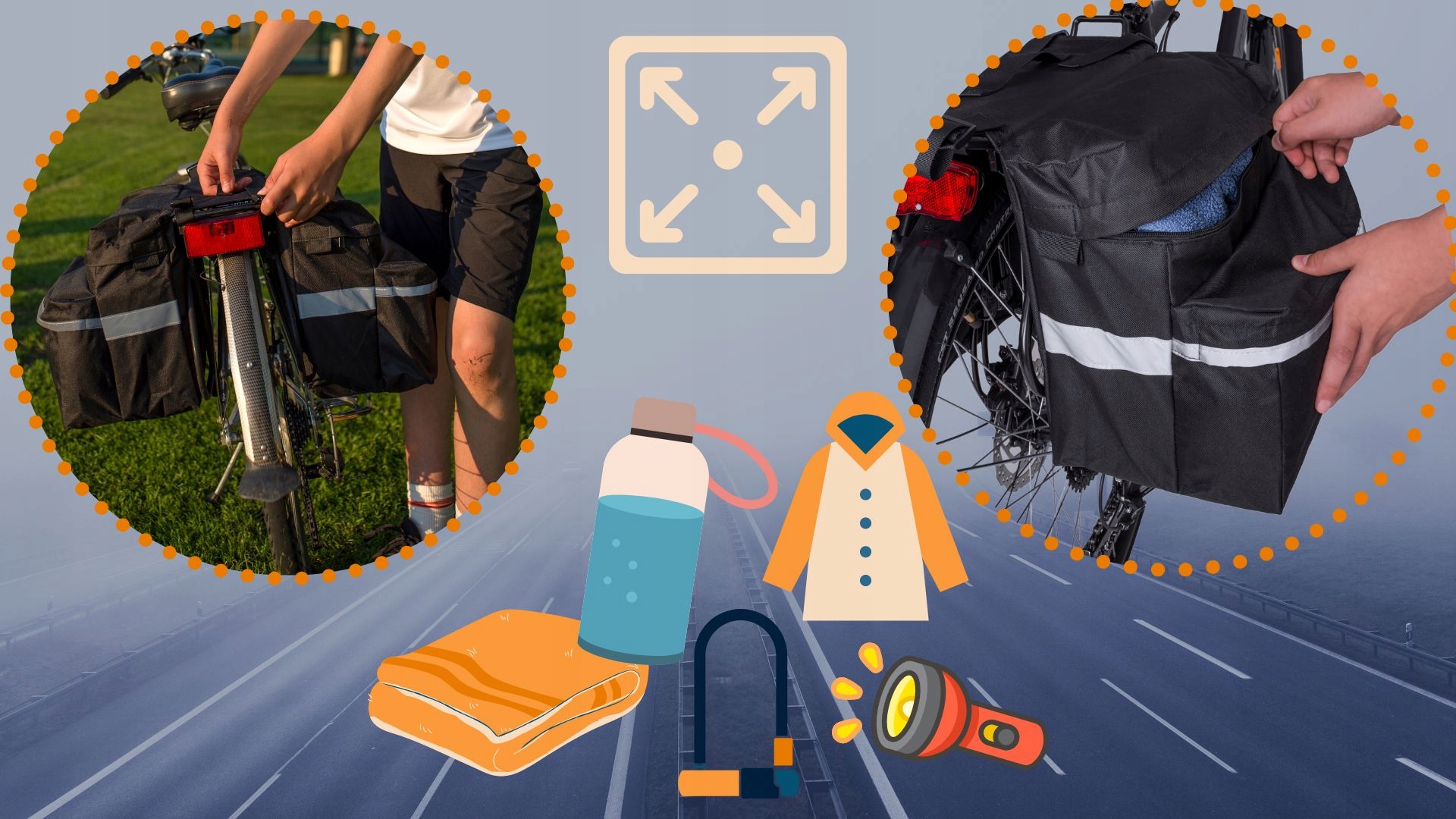 SAKWA ROWEROWA DWUKOMOROWA PODWÓJNA NA ROWER BAGAŻNIK ROWEROWA POJEMNA 26L Kolor dominujący czarny