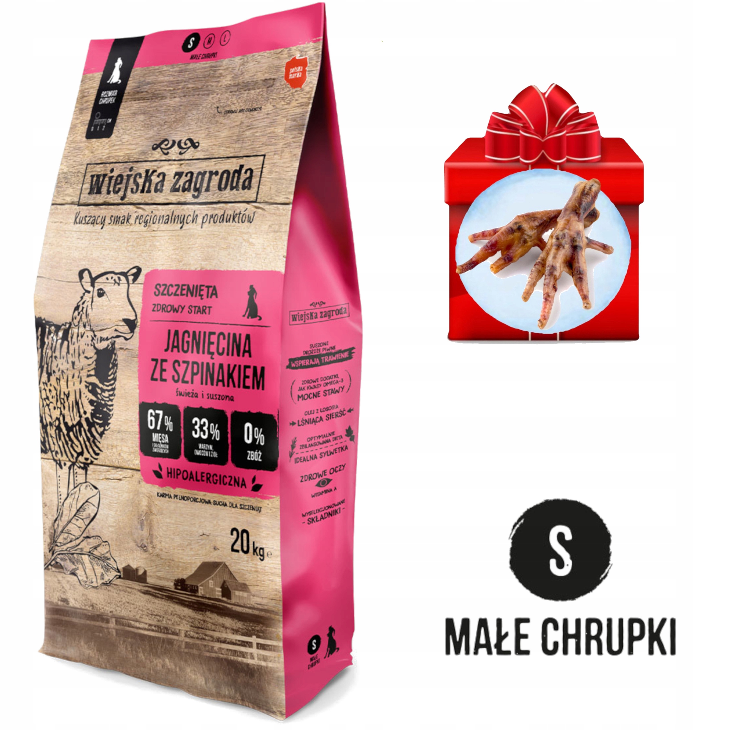 Wiejska Zagroda Jagnięcina Szpinak Junior 20KG S