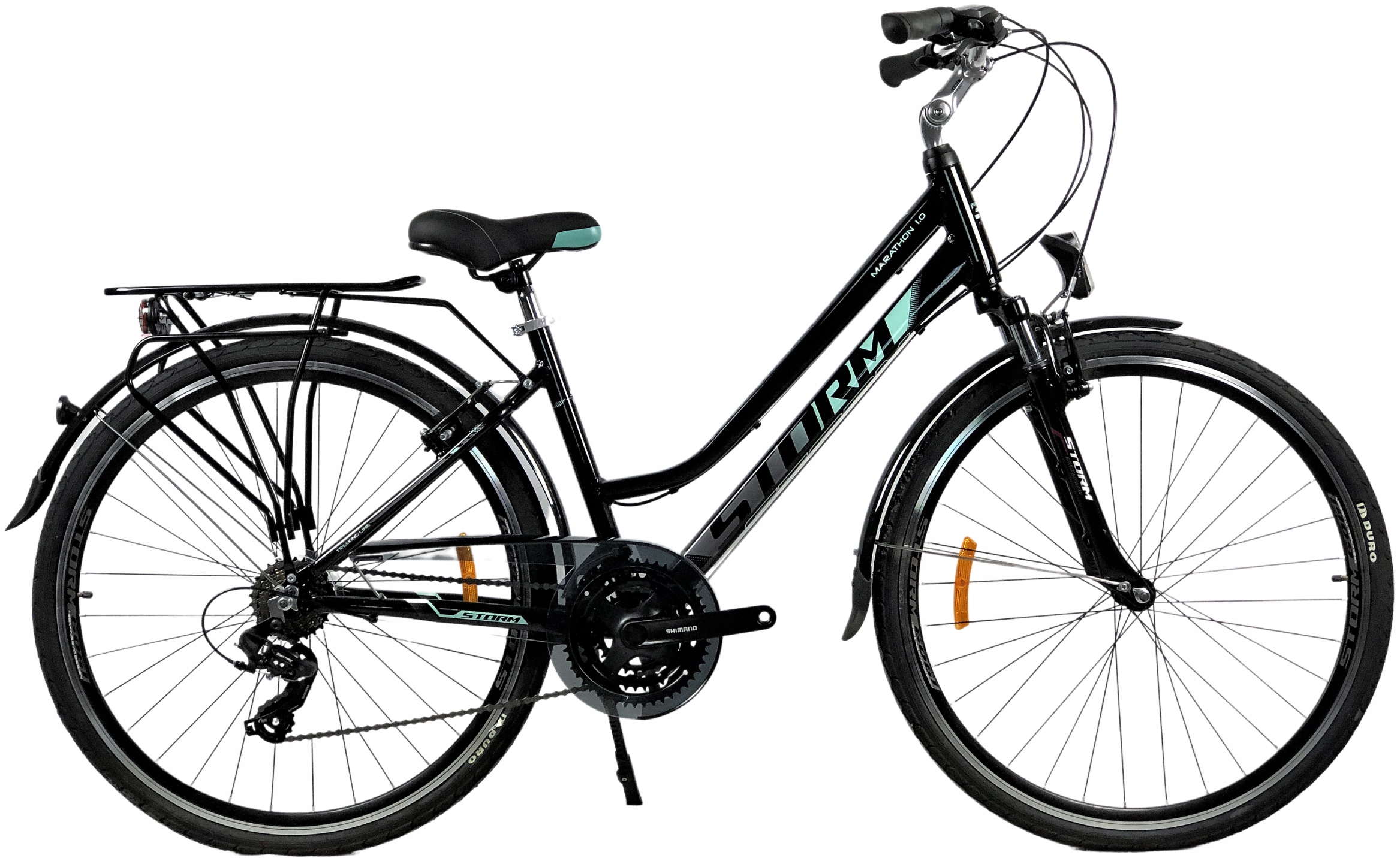 Rower Trekkingowy Damski Storm Marathon 1.0 Lady 17 28 czarny mięta 2025
