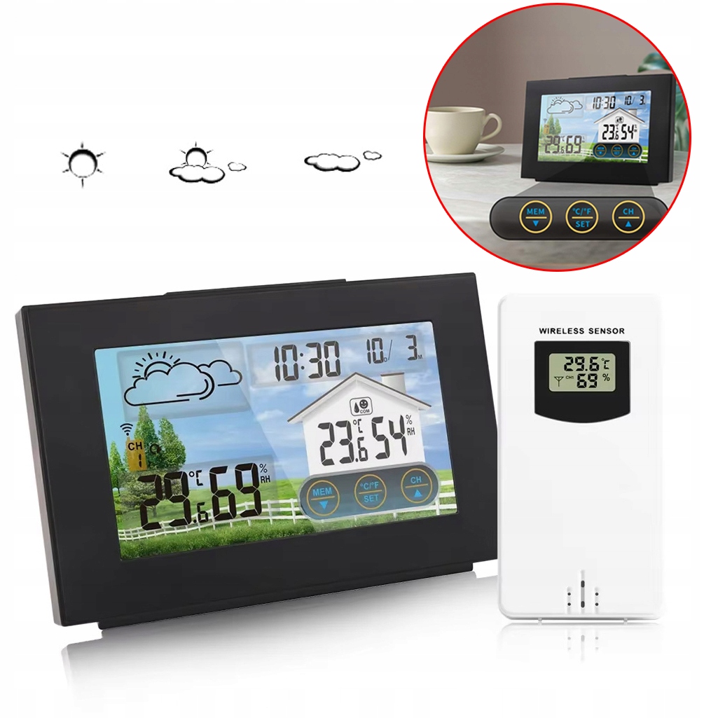 Digitální Meteorologická Stanice, Teploměr, Vlhkoměr, Venkovní Senzor, Kalendář