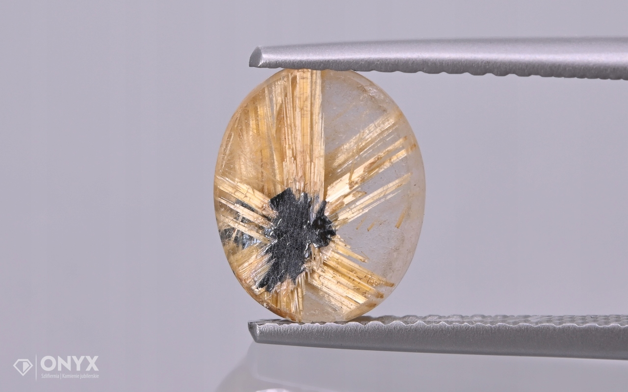 Křemen s rutilem mělký ovál 10x8 mm