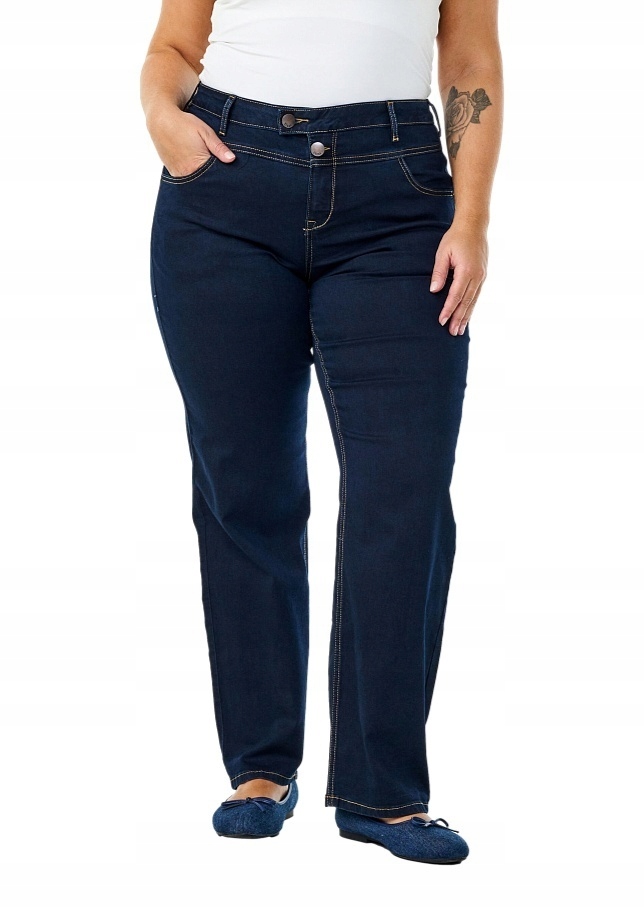 Plus Size Zizzi Modré Džíny Kalhoty Rovné Nohavice N82 400B 54