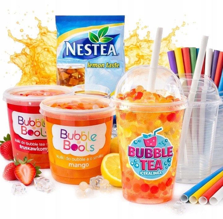 XXL Zestaw Do Bubble Tea Kulki 2x500g +nestea 1kg Herbata +20x Porcji Kubek
