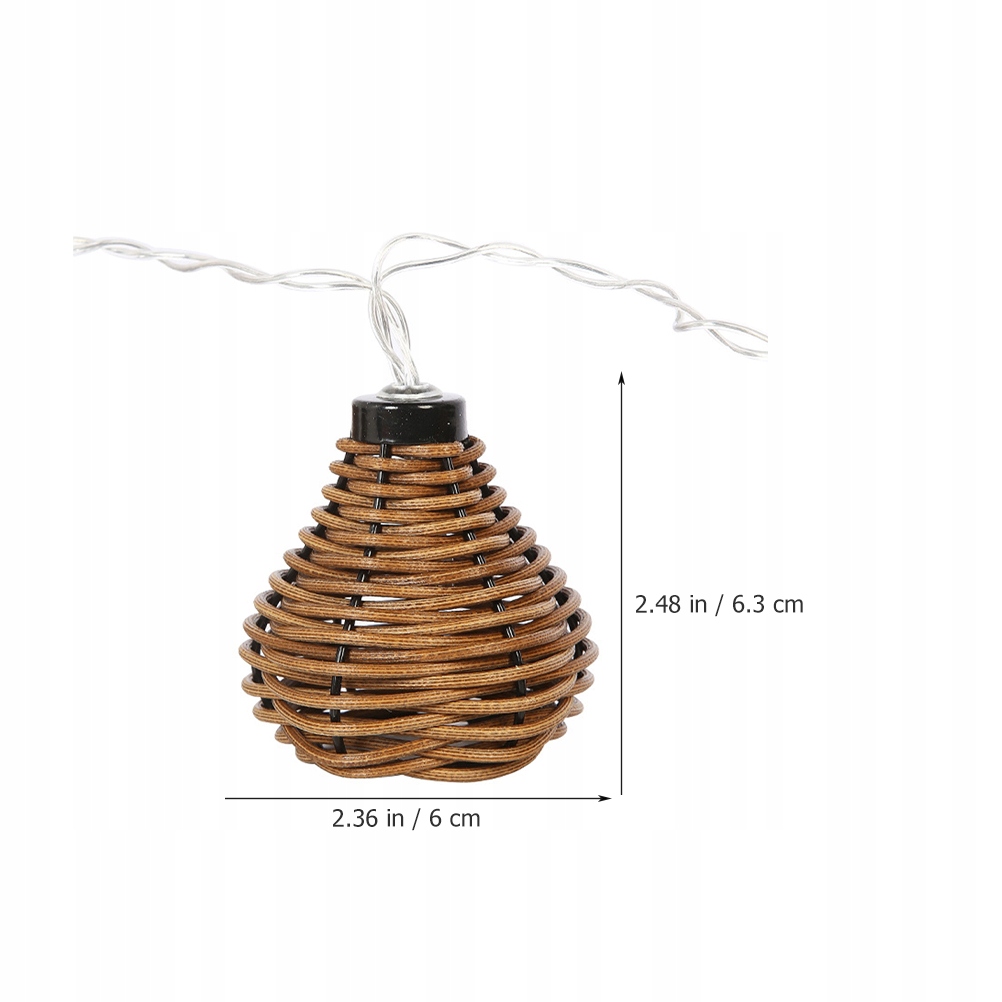 LAMPY ŁAŃCUCHOWE Z RATANU KULOWEGO DEKORACJA WEWNĘTRZNA/ZEWNĘTRZNA (2 2M 10 LED) Waga produktu z opakowaniem jednostkowym 0.26 kg
