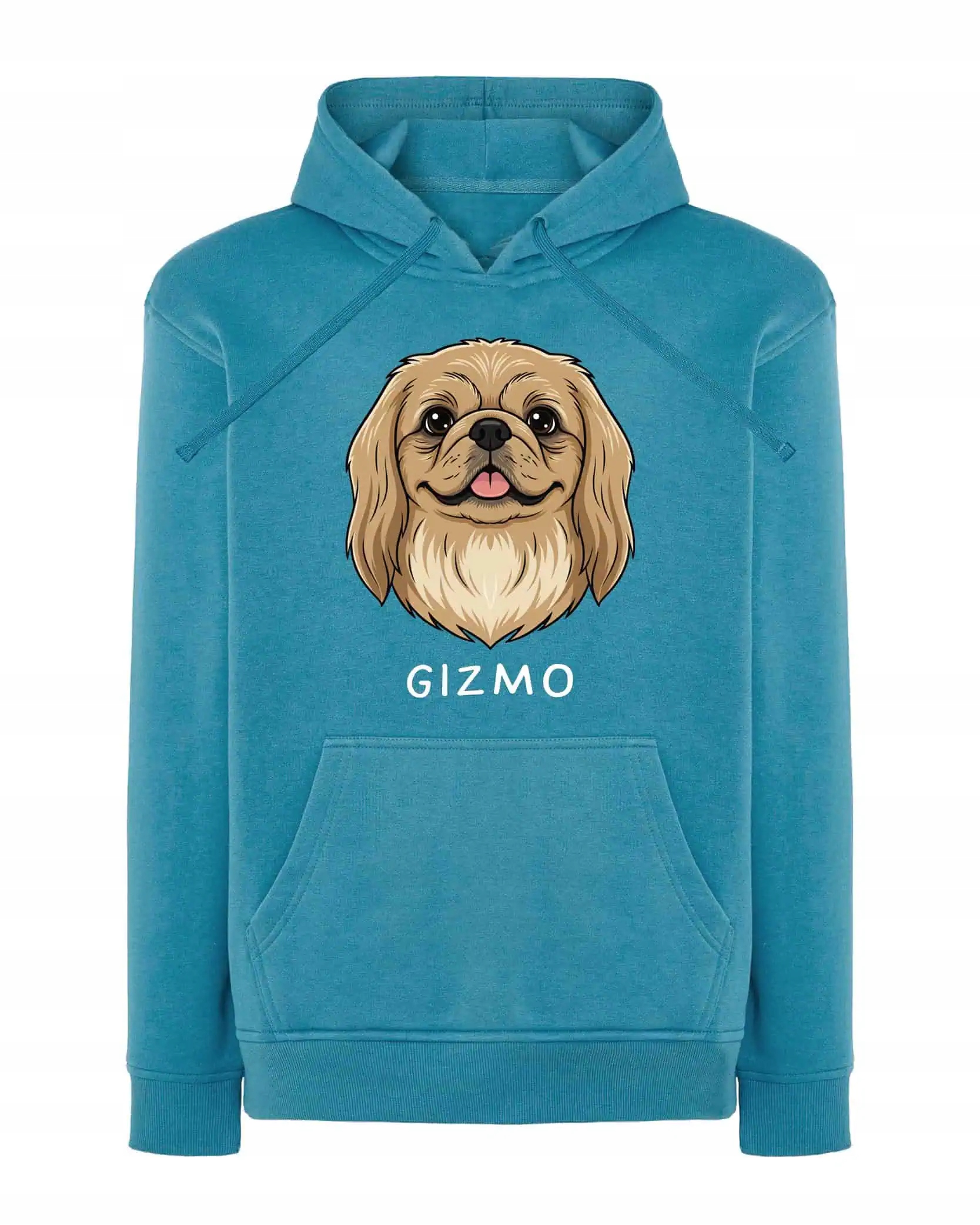 Mikina s kapucí Pekingská personalizovaná hračka Pes Světle modrá XL