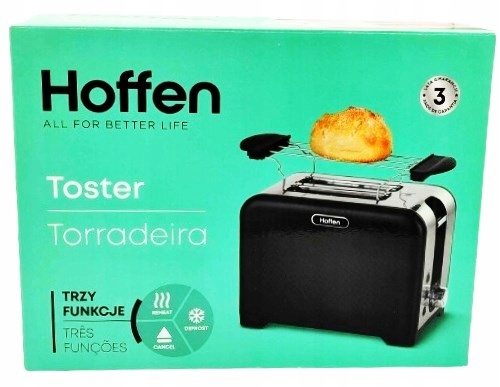 Hoffen Toster z rusztem do bułek T-3176 czarny 930W