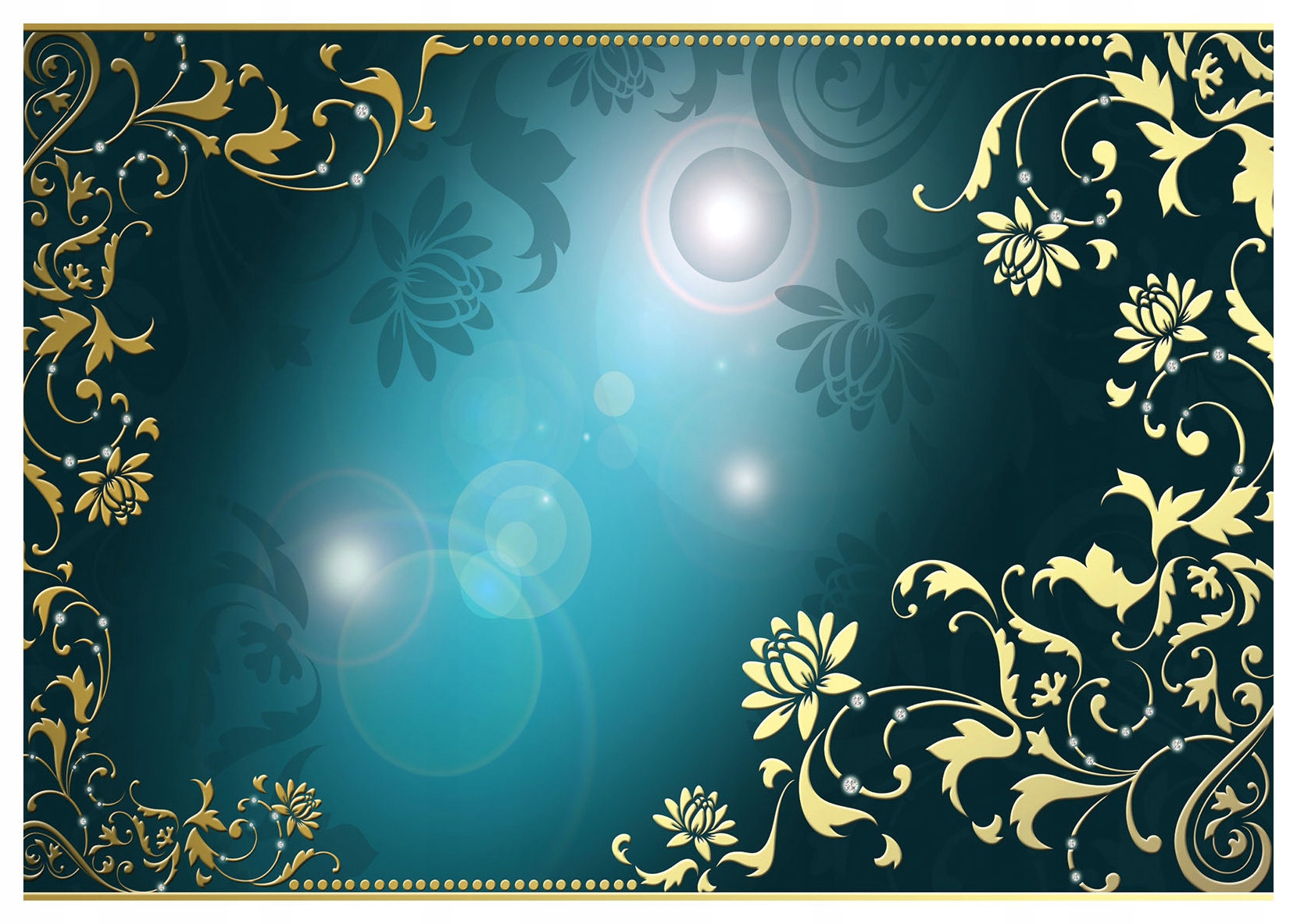 Fototapeta Zlato-tyrkysové kvety Vinylové vzory 254x184 lepidlo