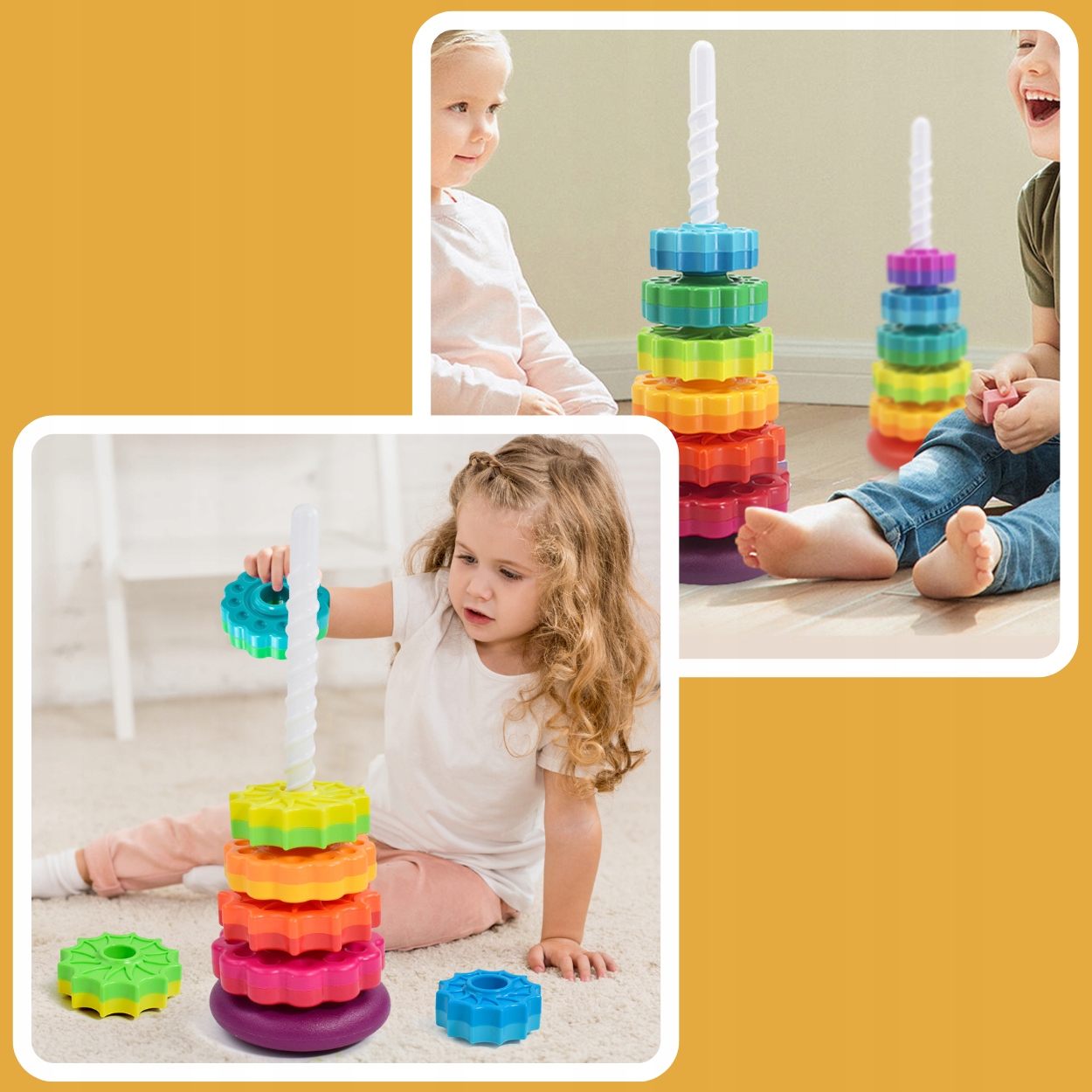 CSAVART TORONY OKTATÓ JÁTÉK SZIVÁRVÁNY PIRAMIS SPIRÁL GYEREKNAP Gyermek életkora 12+ hónap