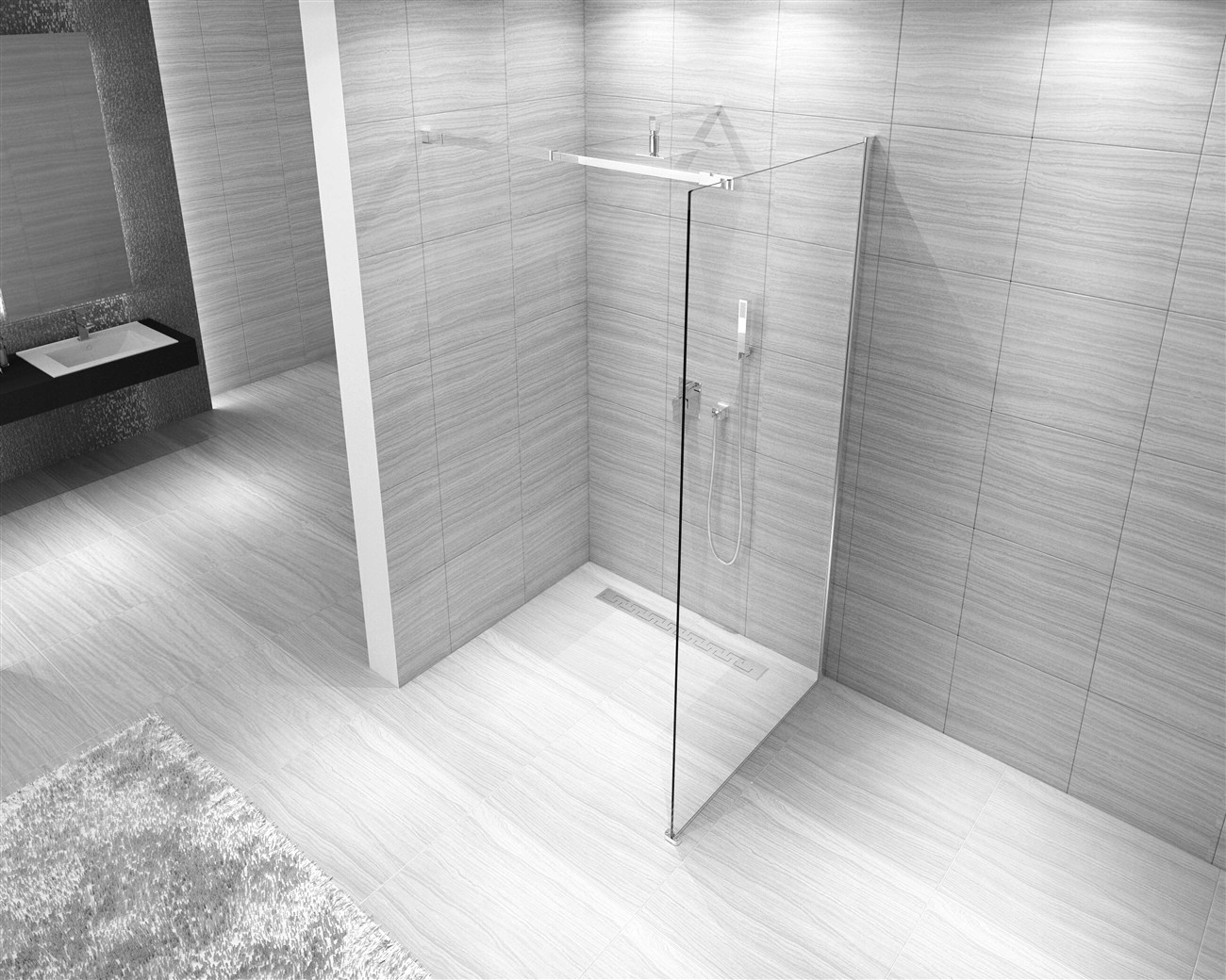 Ścianka Prysznicowa Walk-In 8mm Aero Chrom 90 cm Rea SL Mocowanie uniwersalne