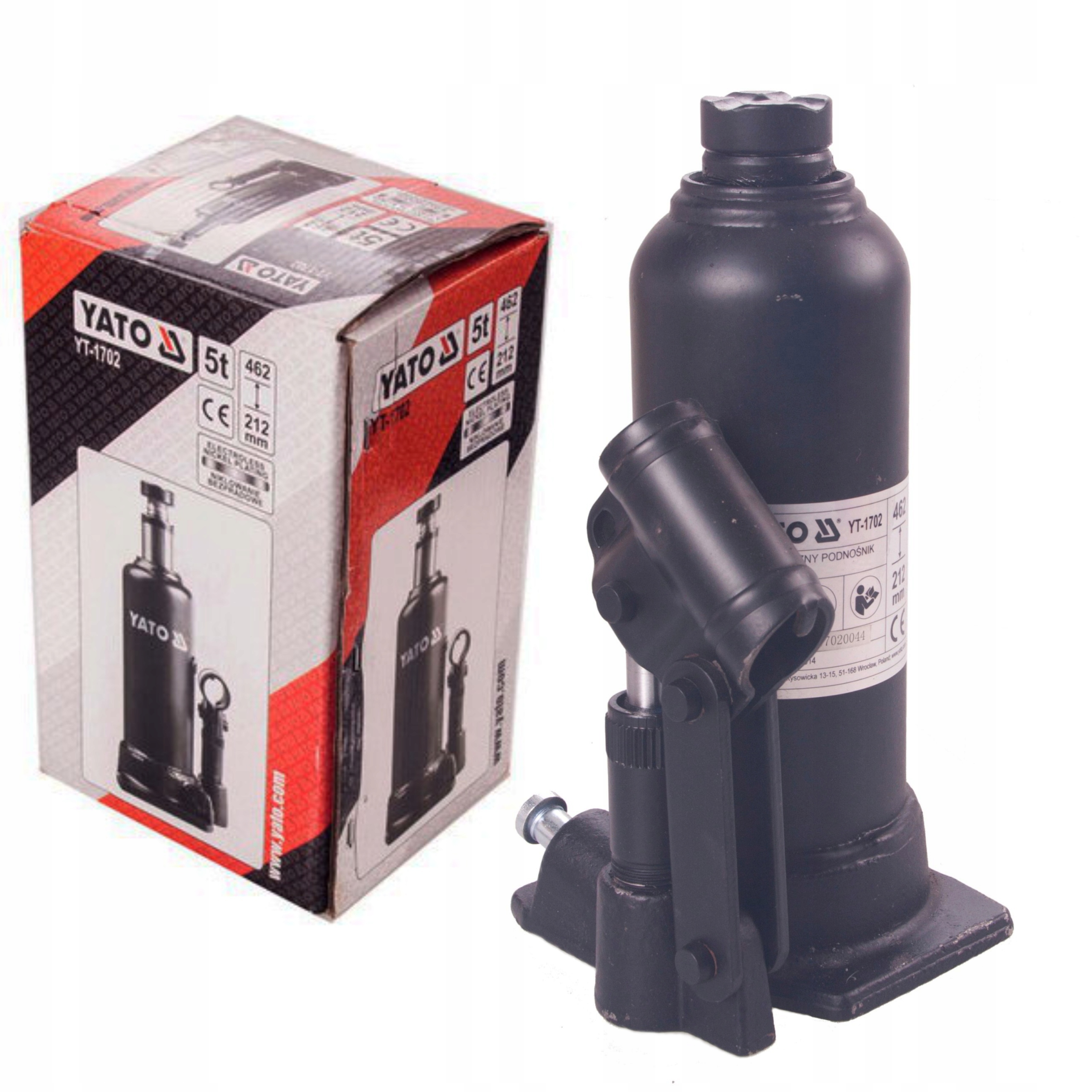 YATO ГИДРАВЛИЧЕСКИЙ БУТЫЛОЧНЫЙ ПОДЪЕМНИК 5T