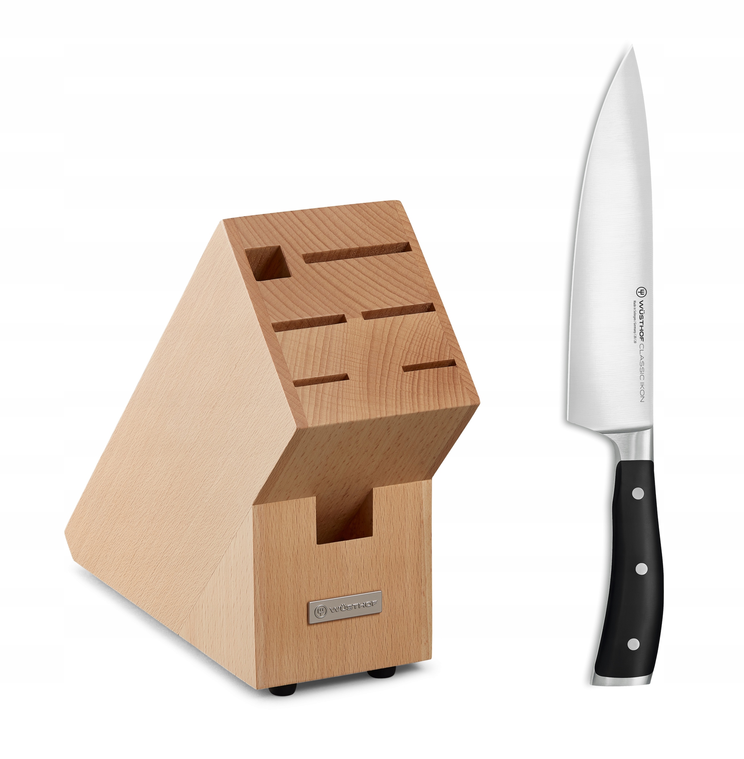 Kuchársky nôž Classic Ikon 20 cm s blokom z bukového dreva na 5 nožov