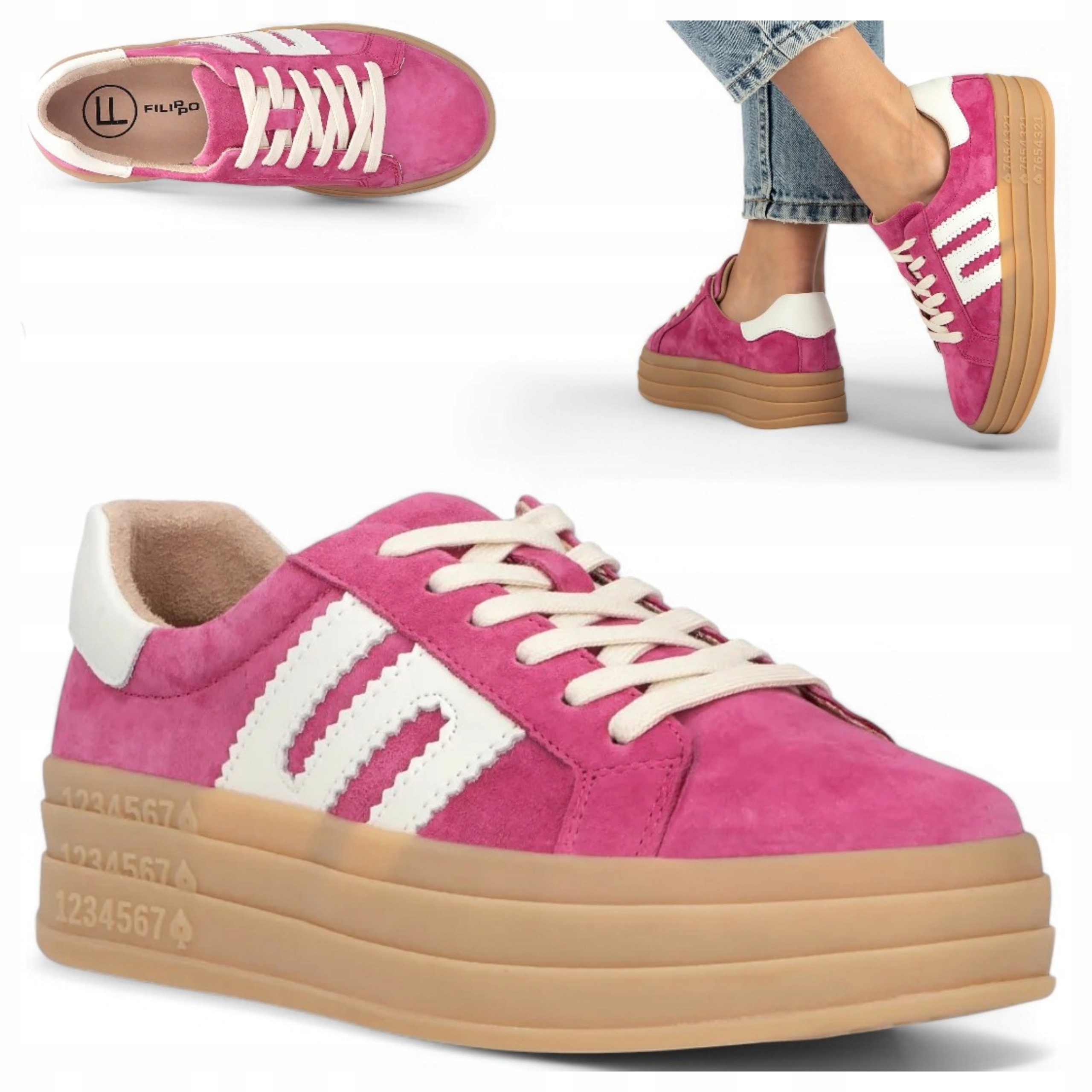 Dámské kožené tenisky Filippo Pohodlné sportovní polobotky Platforma 38