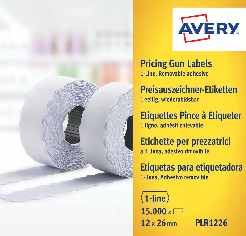 

Etykiety cenowe rolka Avery usuwalne 10x1500 12x26