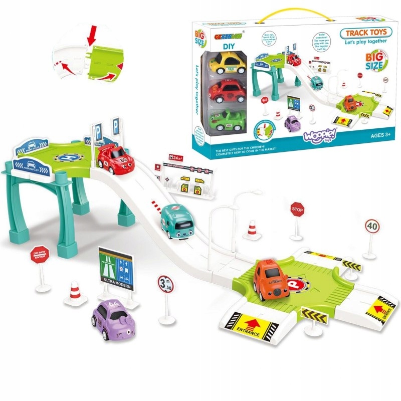 WOOPIE Tor Parking Garaż Samochodowy Zestaw Stacja