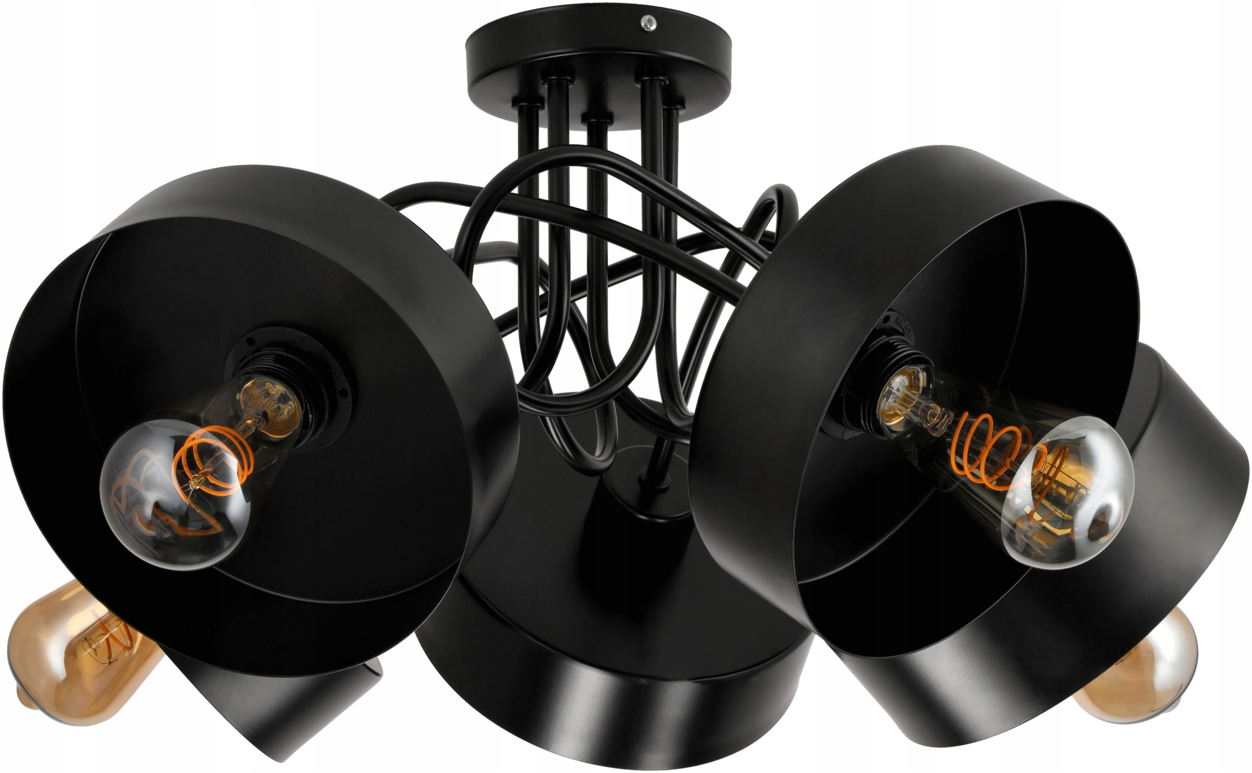 stropní svítidlo Led lustr 5xE27 Loft Skládací černý hrnek Střední