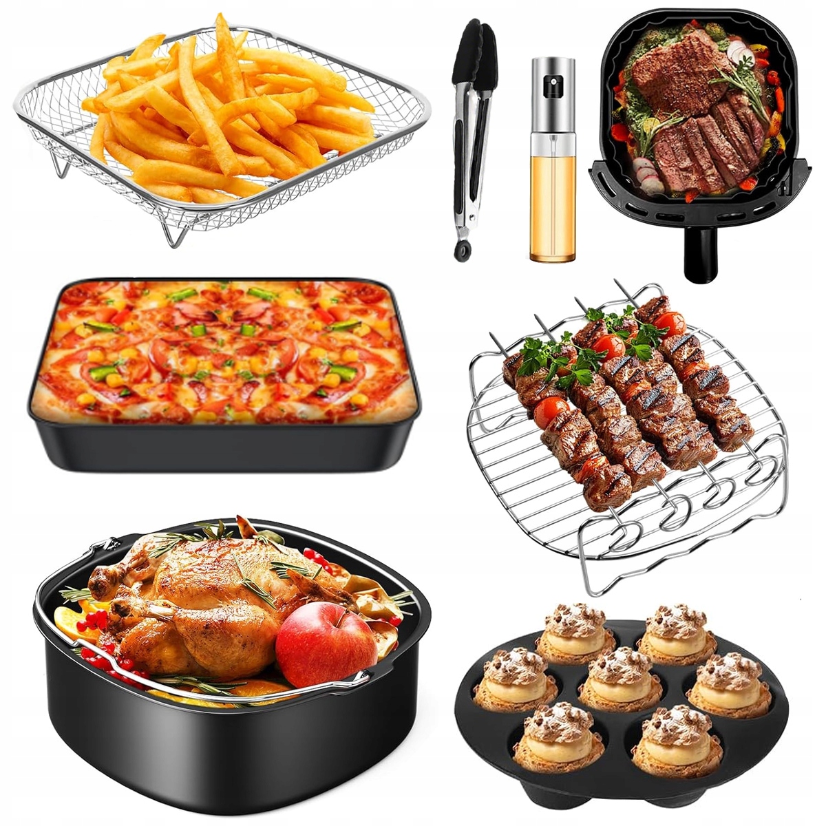 Zestaw 12 Elementy Akcesoria Do Frytkownicy Cosori Air Fryer Kwadrat