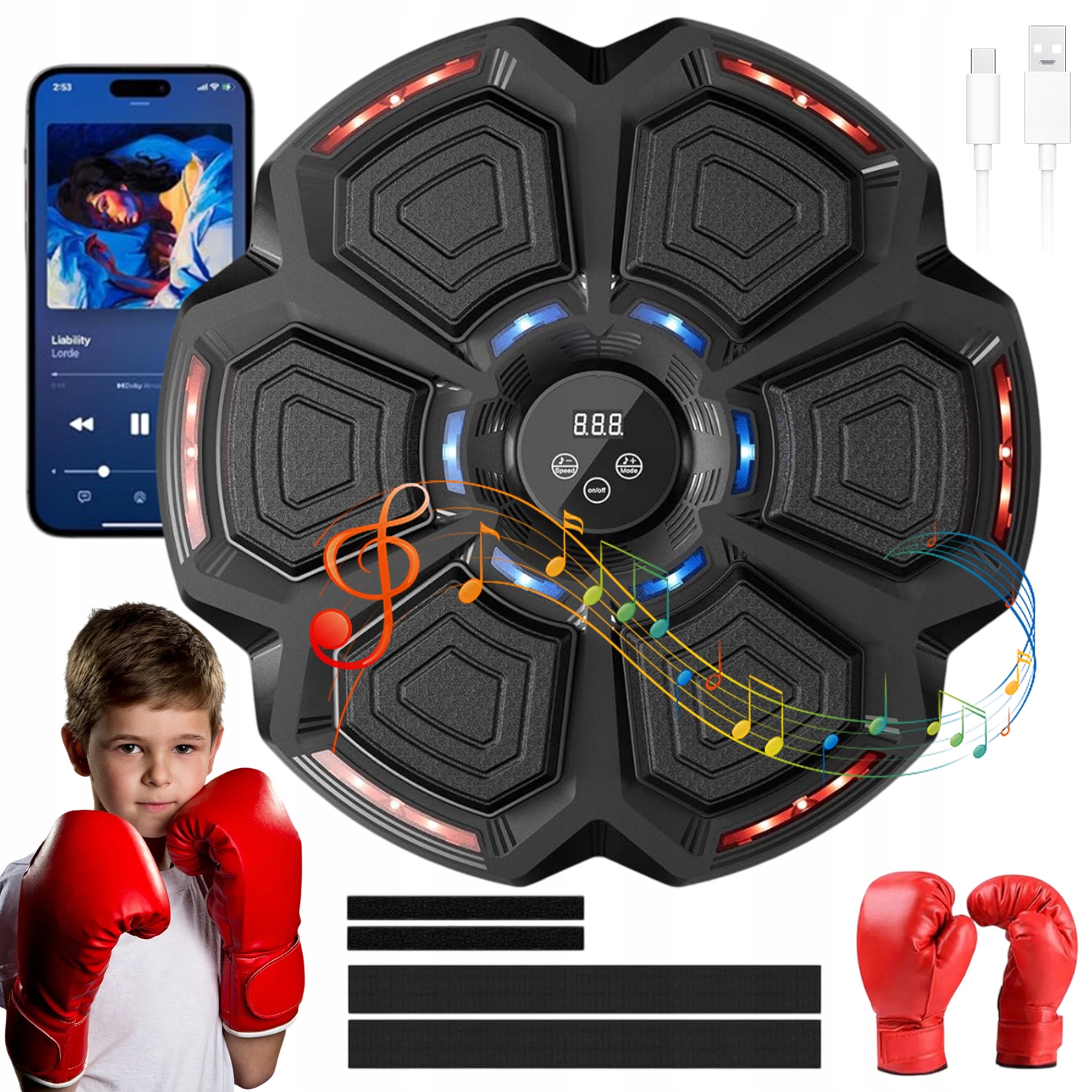 Music Boxing Machine Bluetooth Digitální Led V Tréninkové Boxovací Stěně