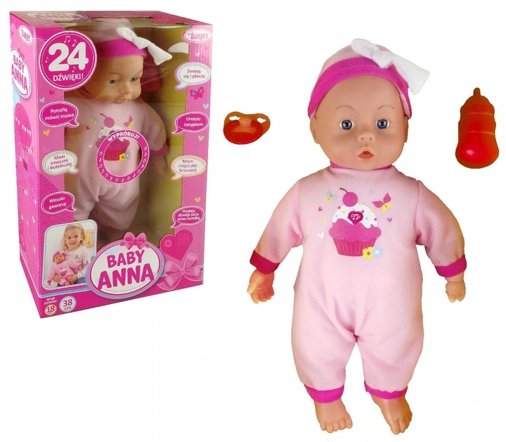 

Lalka Baby Anna interaktywna Mówi 24 Dzwięki 38cm
