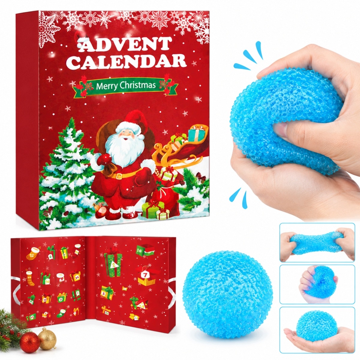 Адвент-календарь Squishy 2026, 24 сенсорные мялки-антистресс в слепых коробочках