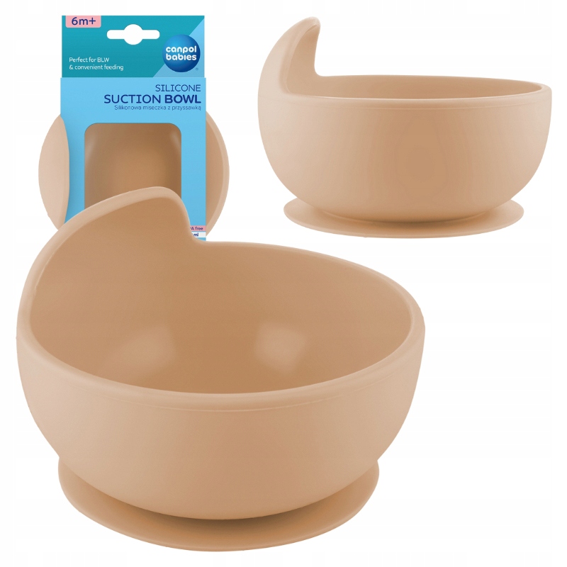 CANPOL BABIES MISECZKA SILIKONOWA Z PRZYSSAWKĄ MISKA BEŻOWA 330 ML 6M+