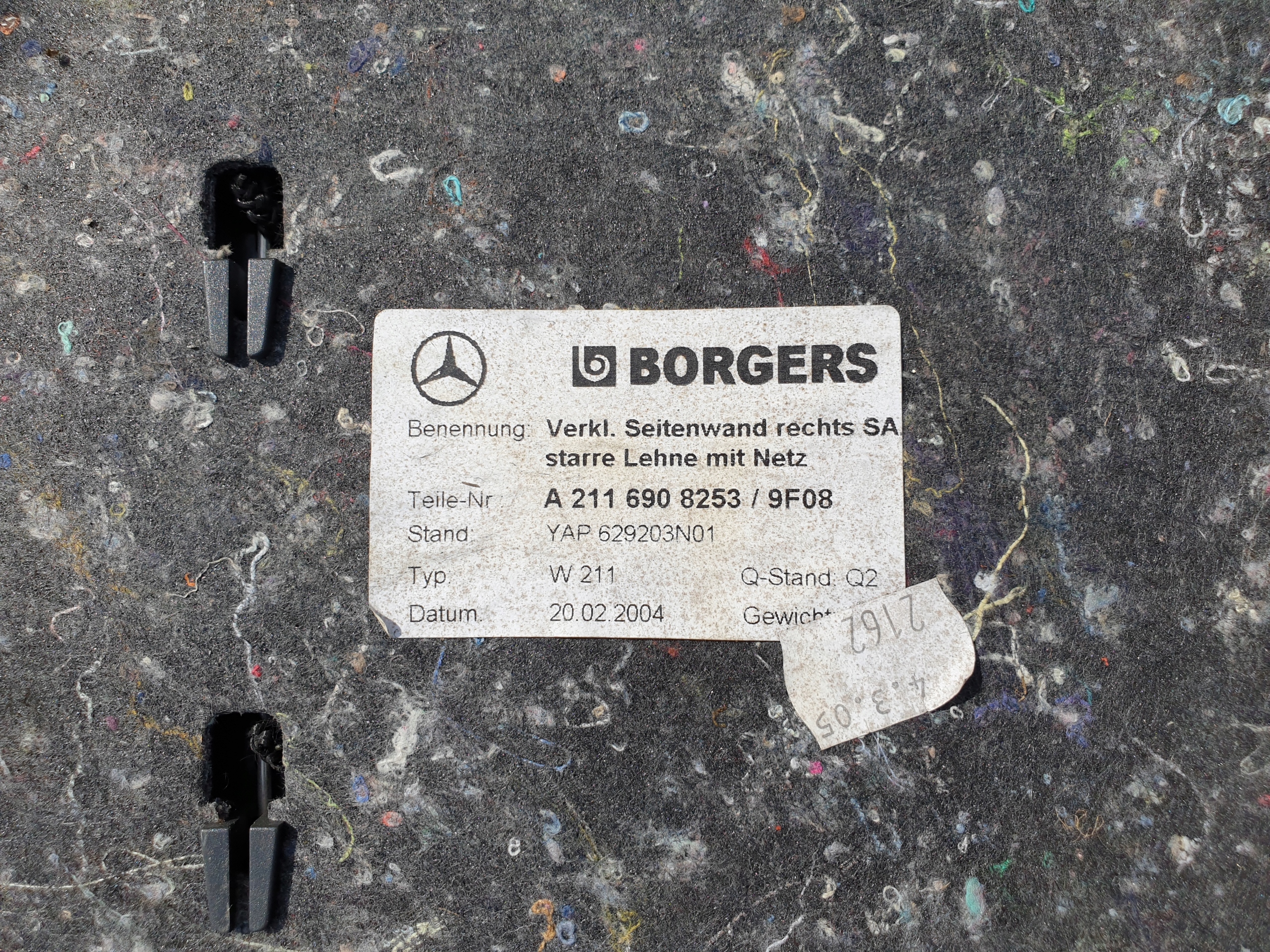 side upholstery boot MERCEDES W211 OE EU