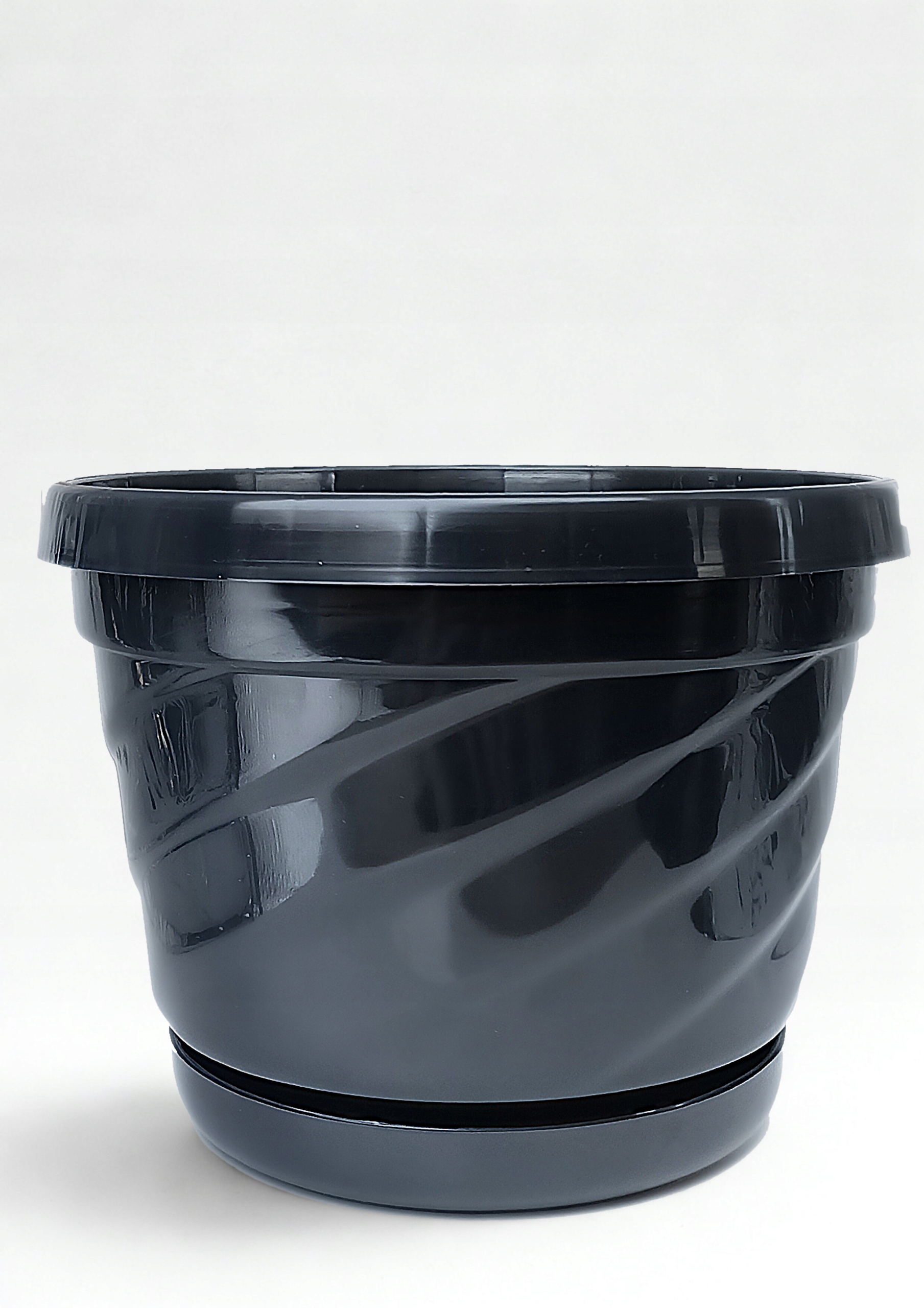 Nowoczesna doniczka z podstawką 19 cm, Eko, UV Odporna, Antracyt