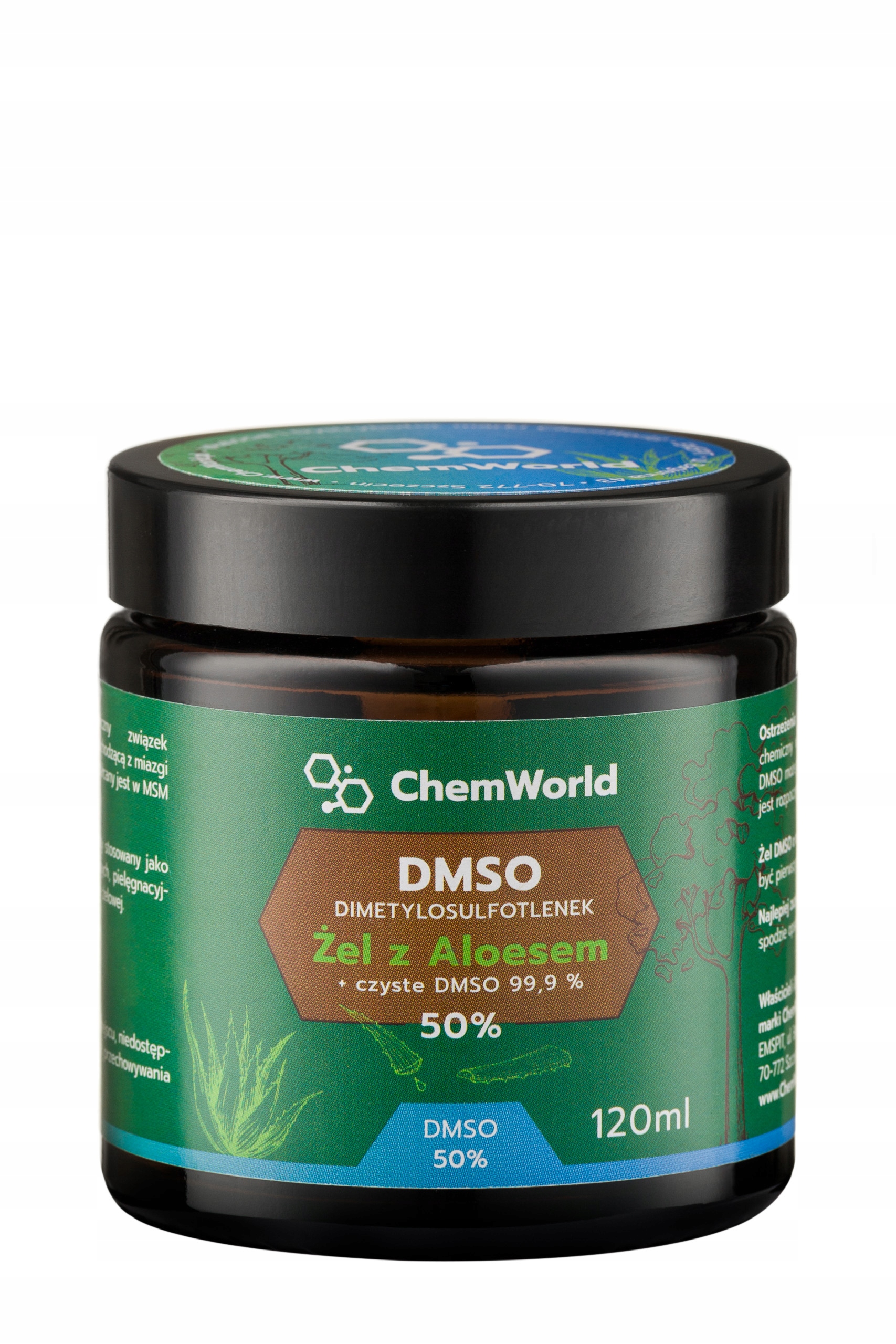 

Dmso 99,9% Żel Moc 50% z Aloesem 99% natura 120 ml