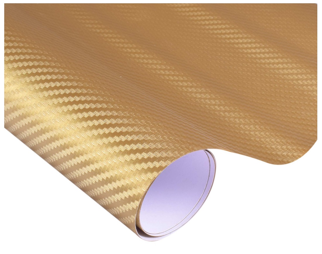 Folia Okleina Carbon 3D Karbon Złota Słupki Progi Kokpit 127x50 cm
