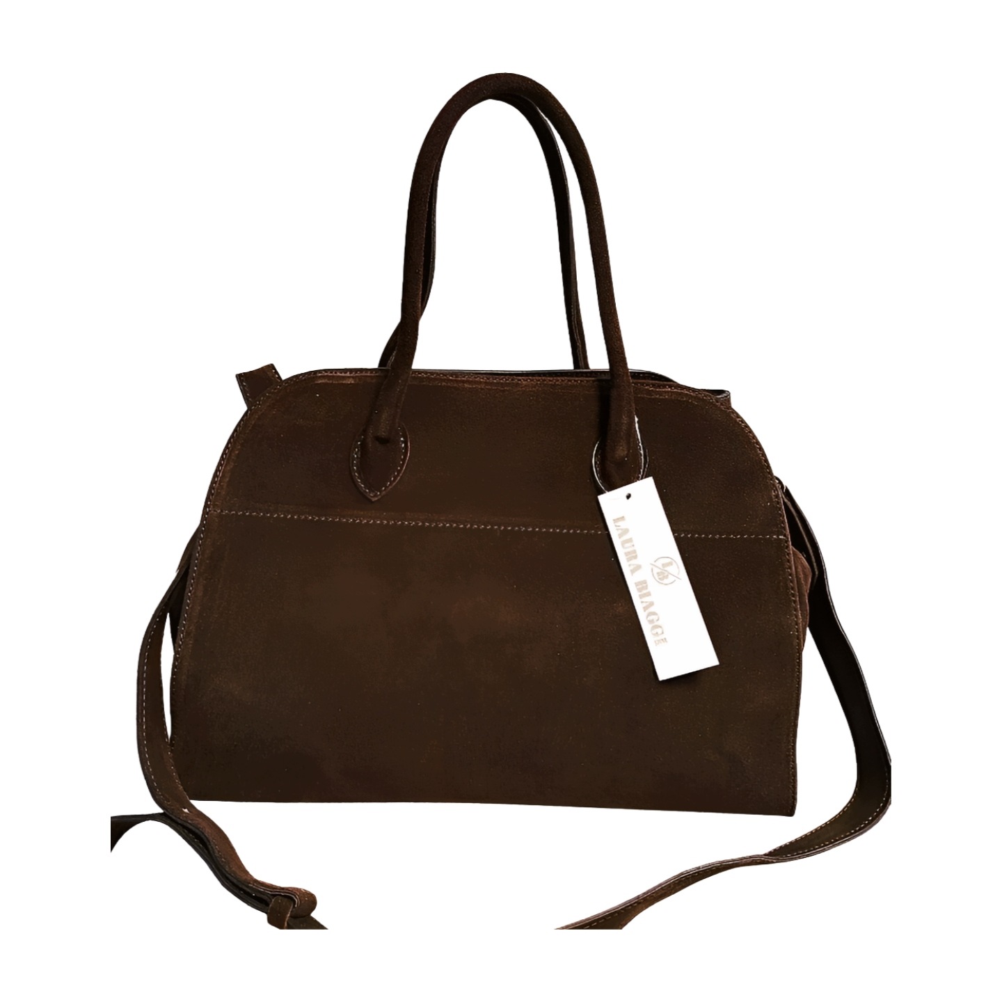 Laura Biaggi shopper taška kufřík hnědá semišová