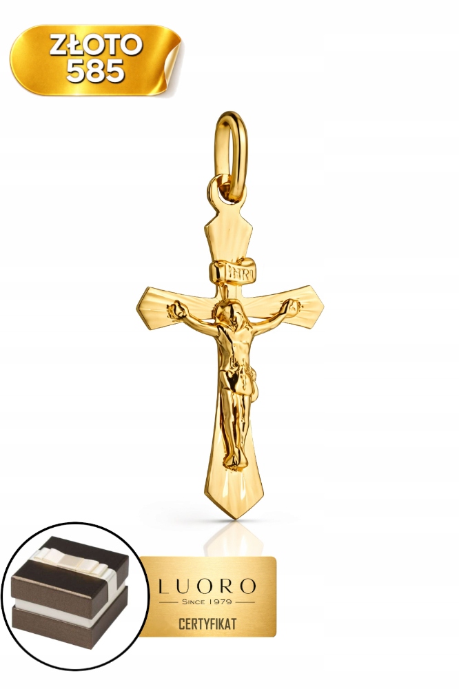 Zlatý Křížek 585 14K Diamantový S Ježíškem 2,6 CM Elegantní Dárek