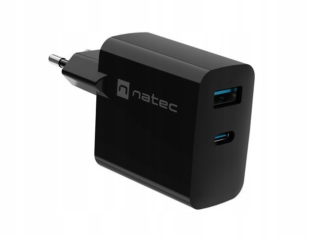Natec Ładowarka sieciowa Ribera Gan 1X Usb-a 1X Usb-c 45W Czarna