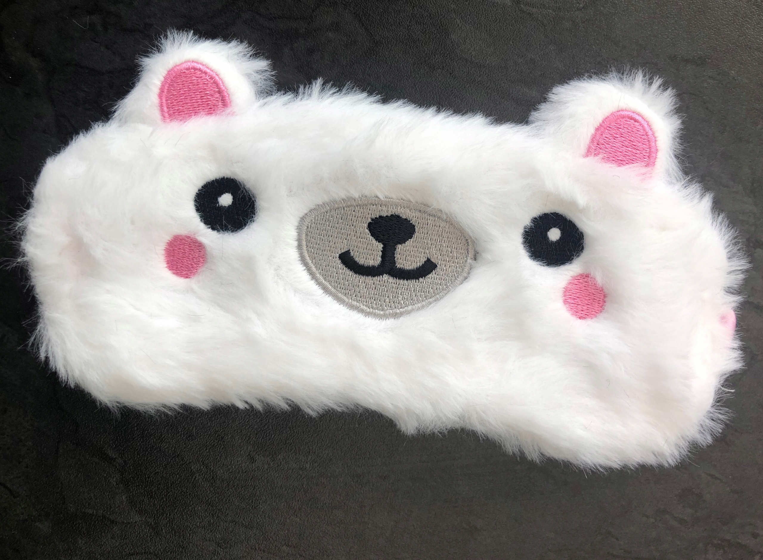 MASKA OPASKA NA OCZY DO SPANIA SNU RELAKSU miś misiek biały OLDMAN PLUSZOWA Wzór dominujący zwierzęcy