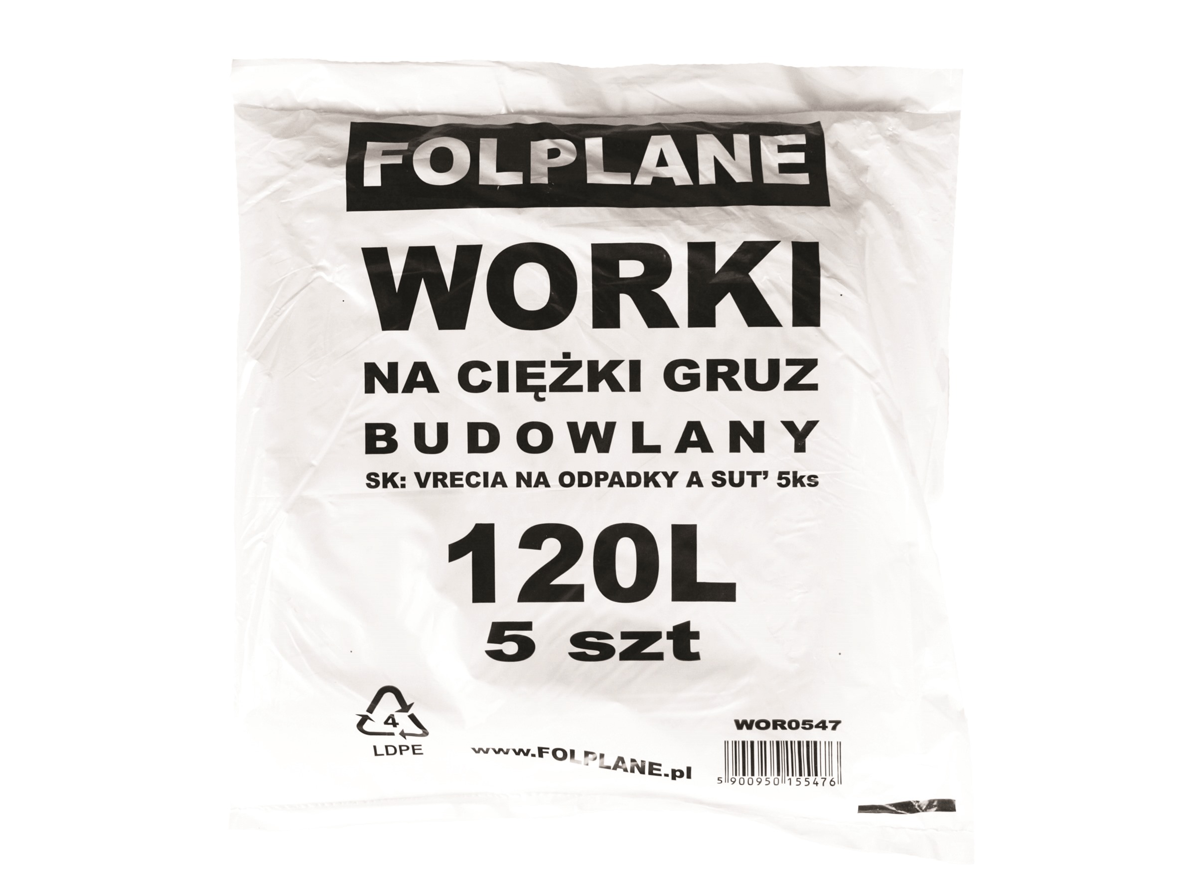 

Worki budowlane na gruz 120L op 5szt Folplane
