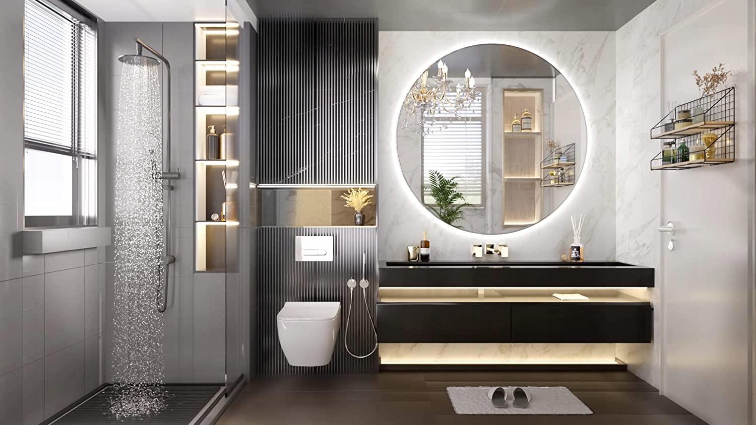 LUSTRO ŚCIENNE LED PODŚWIETLANE KOŁO 90cm Kod producenta HZJ090