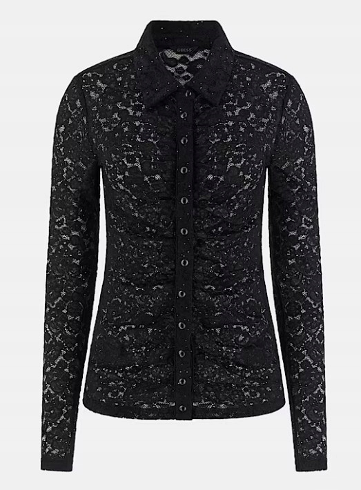 Dámská krajková košile s límečkem Guess Černá Velikost L