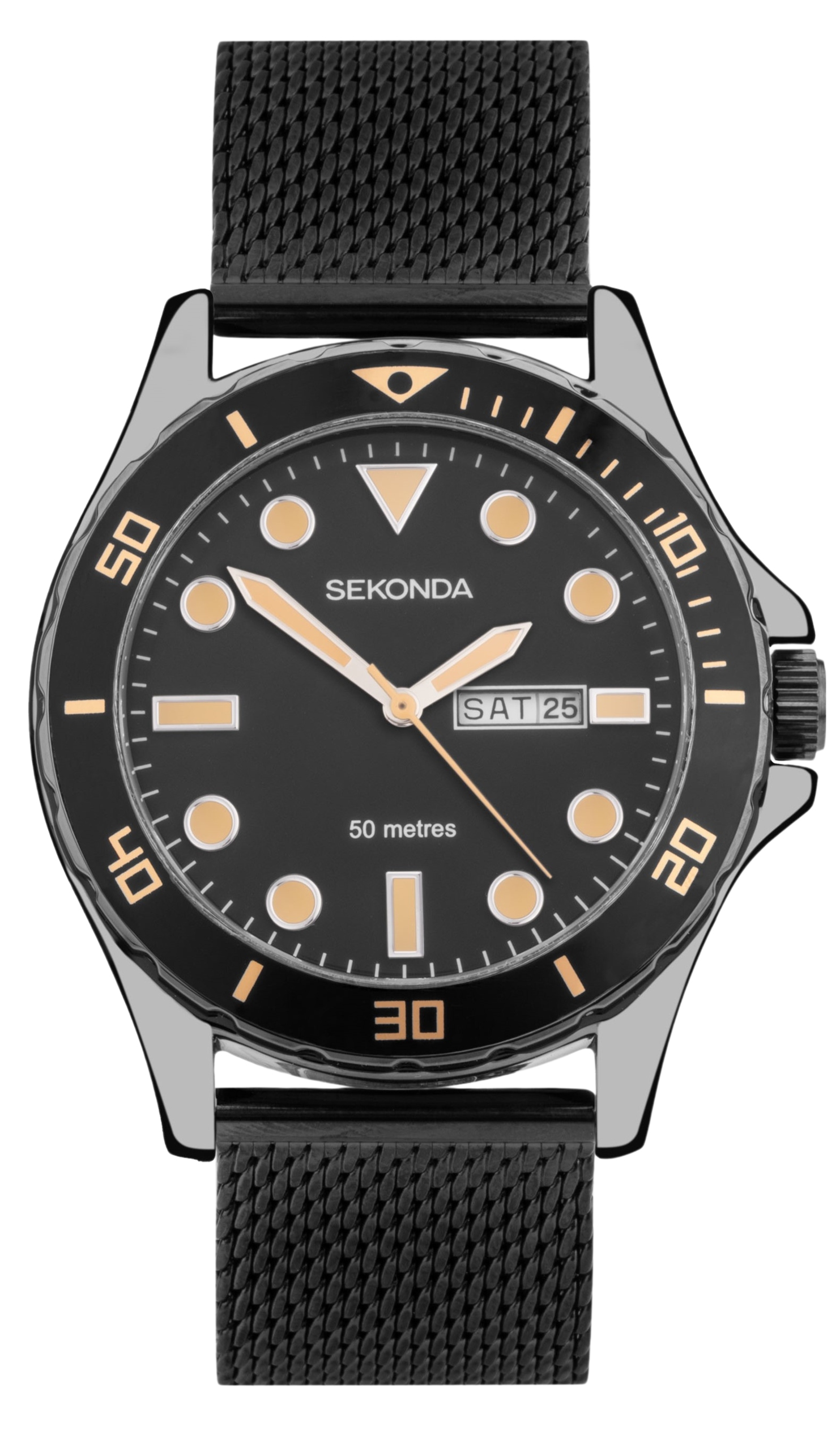 Pánské hodinky Sekonda 1872 černé křemenné klasické mesh