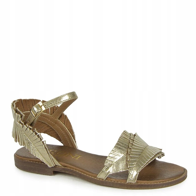 Laroni 3694 Zlaté Kožené Sandály S Listem 36