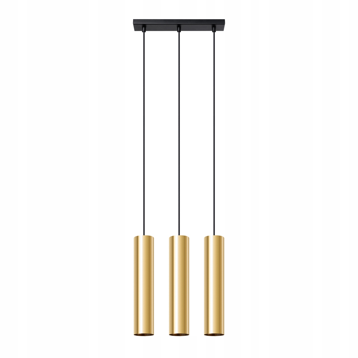 Závěsná lampa Lagos 3 zlatý lesk stropní závěs klasický do jídelny led