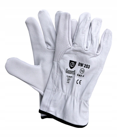 

Rękawice Robocze DW203 10 Skóra Kozia Licowa Gumka