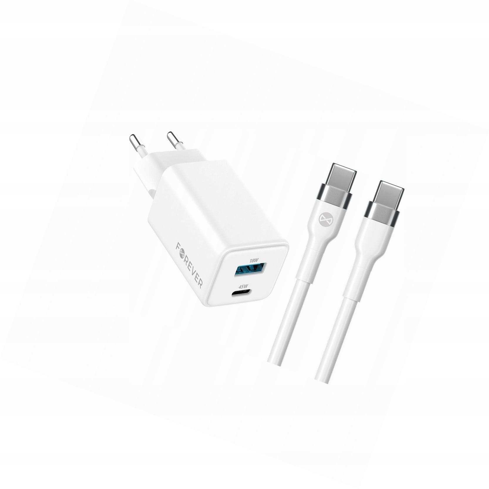 Szybka ładowarka GaN 45W 2 wejścia Usb i Usb-c z kablem do Poco F3